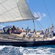 SY Pacific Wave sailing down the Sir Francis Drake Channel British Virgin Islands