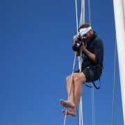 Jeff Bark photographer for Louis Vuitton up the rigging of SY Pacific Wave Jeff Bark photographer for Louis Vuitton up the rigging of SY Pacific Wave