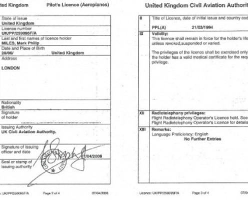 Mark Miles Pilots License