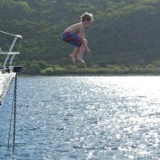 Jumping from the bow of Pacific Wave Jumping from the bow of Pacific Wave