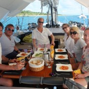Friends charter lunch onboard Green Island Antigua