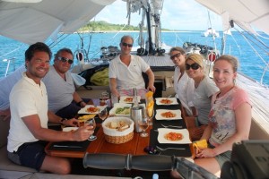 Friends charter lunch onboard Green Island Antigua