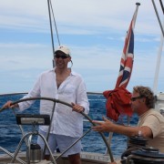 Guest sailing in the BVI onboard Pacific Wave