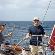 Couple onboard Pacific Wave in the Grenadines