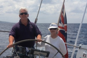 Couple sailing off Guadeloupe onboard Pacific Wave