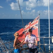 Couple onboard Pacific Wave in the BVI