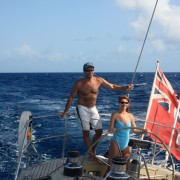 Couple charter sailing off the BVI