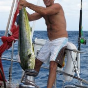 Deep sea fishing off Pacific Wave huge Mahi Mahi