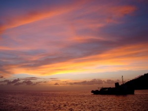Sunset from Pacific Wave anchored in Bequia the Grenadines