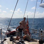 Honeymoon couple sailing in the BVI onboard Pacific Wave