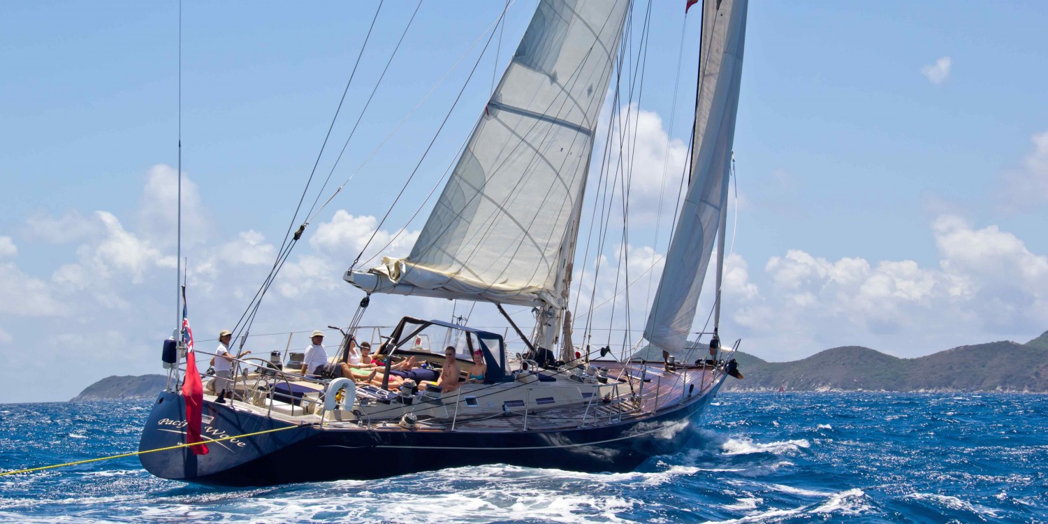 Pacific Wave sailing up the Sir Francis Drake Channel BVI