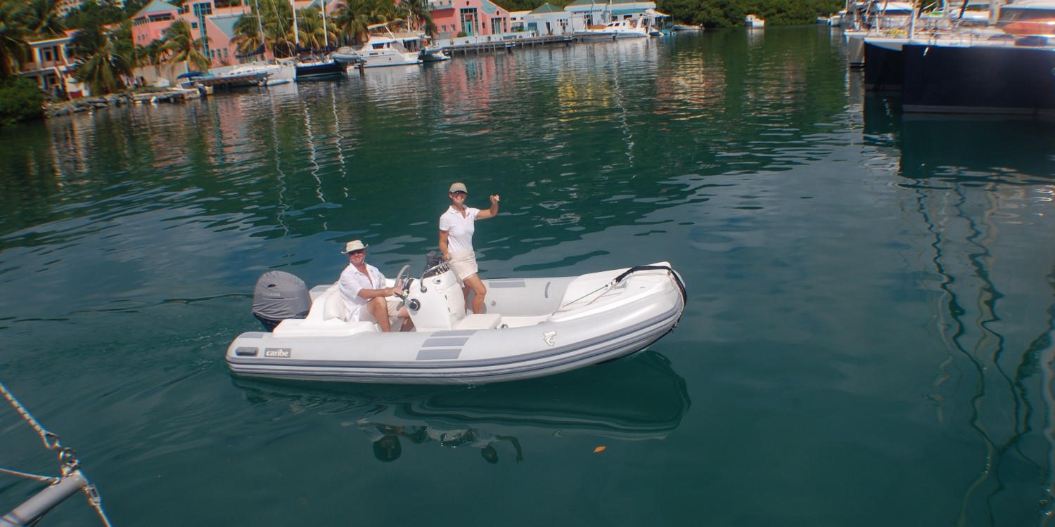 SY Pacific Wave Crew in the Dinghy