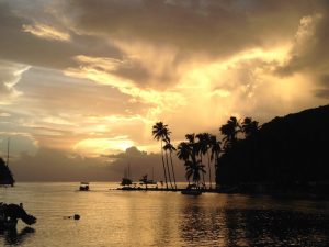 St Lucia sunset from Pacific Wave in Marigot Bay