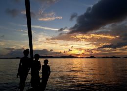 Watching a stunning sunset from the Bow of Pacific Wave